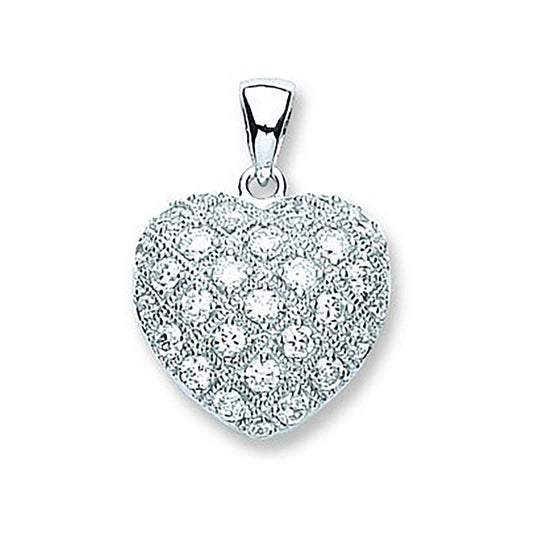 Silver Fancy Cubic Zirconia Heart Pendant - Fine Necklace - Certified Authentic - Swiss Made – Luxury Jewellery by Imp