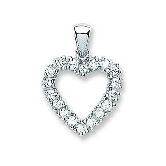 Silver Cubic Zirconia Heart Pendant - Fine Necklace - Certified Authentic - Swiss Made – Luxury Jewellery by Imperial