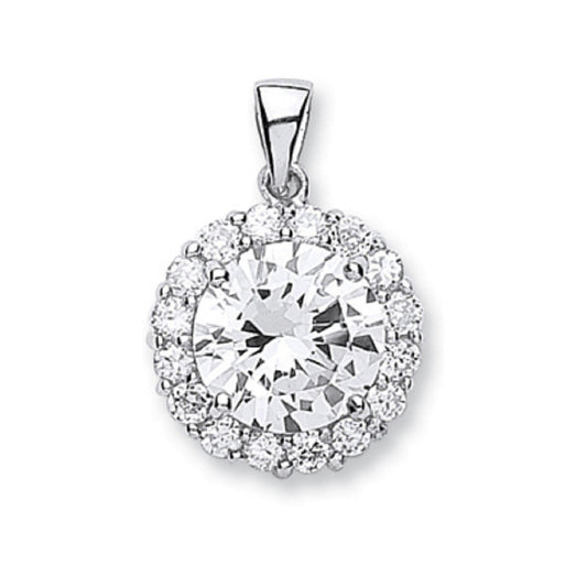 Silver Cubic Zirconia Cluster Drop Pendant - Fine Necklace - Certified Authentic - Swiss Made – Luxury Jewellery by Im