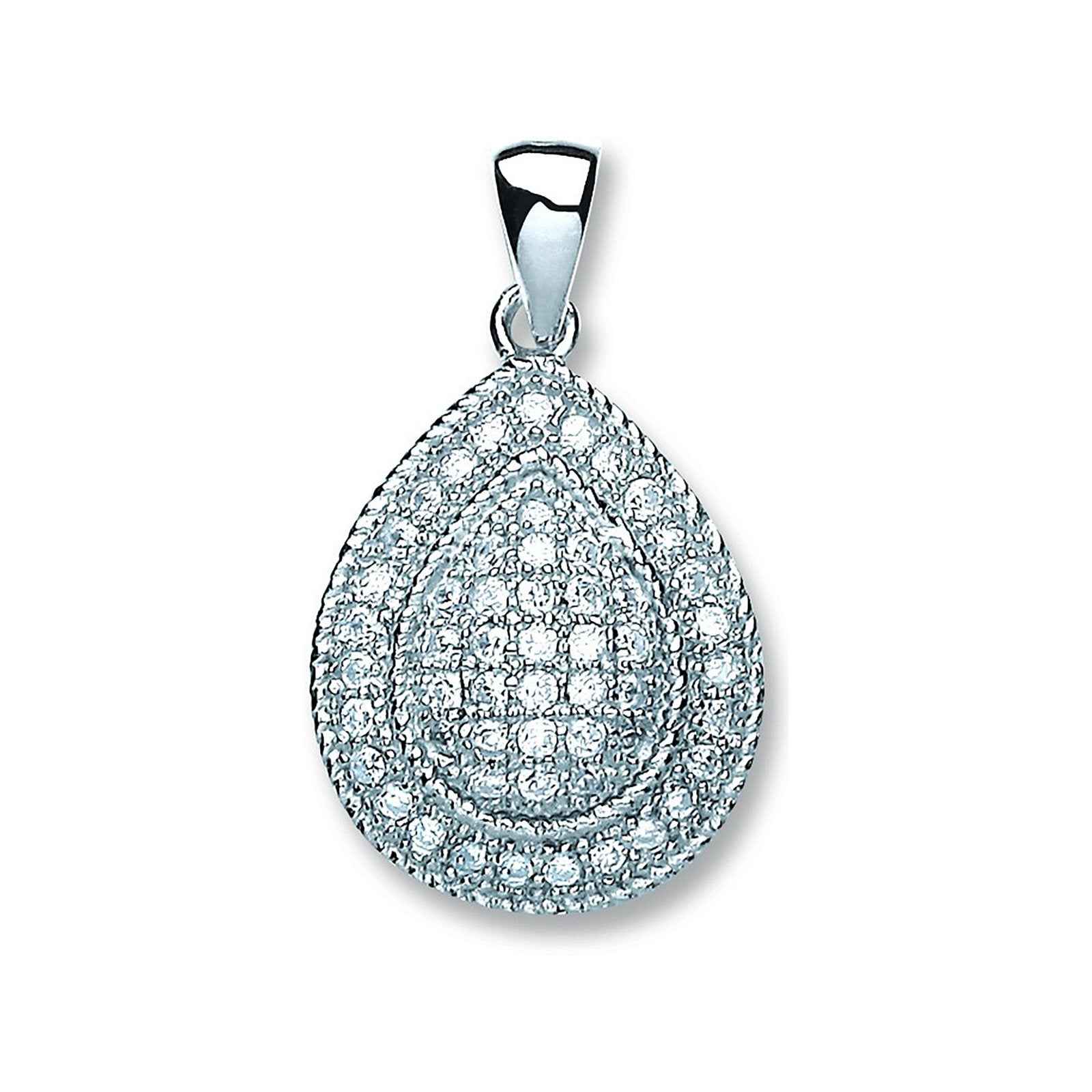 Silver Large Pear Shape Cubic Zirconia Pendant - Fine Necklace - Certified Authentic – Luxury Jewellery by Imperial Ti