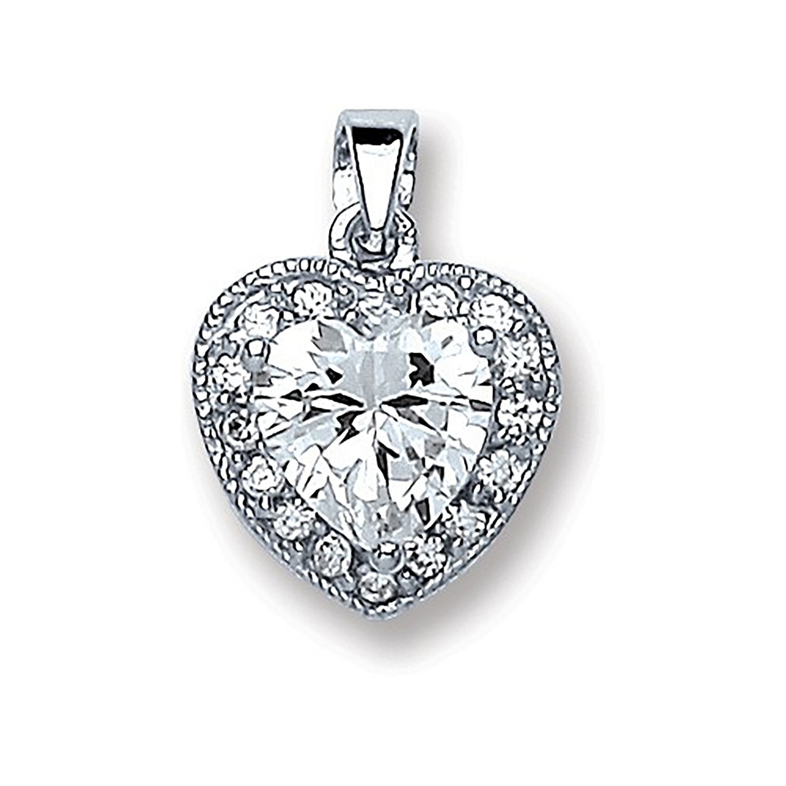 Silver Heart Cubic Zirconia Pendant - Fine Necklace - Certified Authentic - Swiss Made – Luxury Jewellery by Imperial