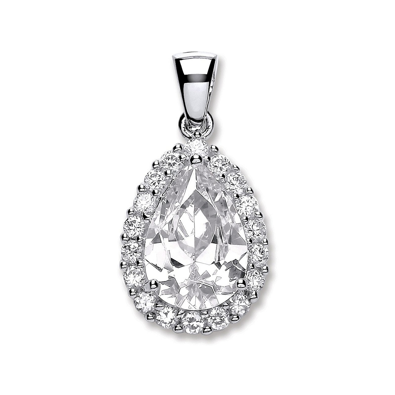 Silver Pear Shape Cubic Zirconia Pendant - Fine Necklace - Certified Authentic - Swiss Made – Luxury Jewellery by Impe