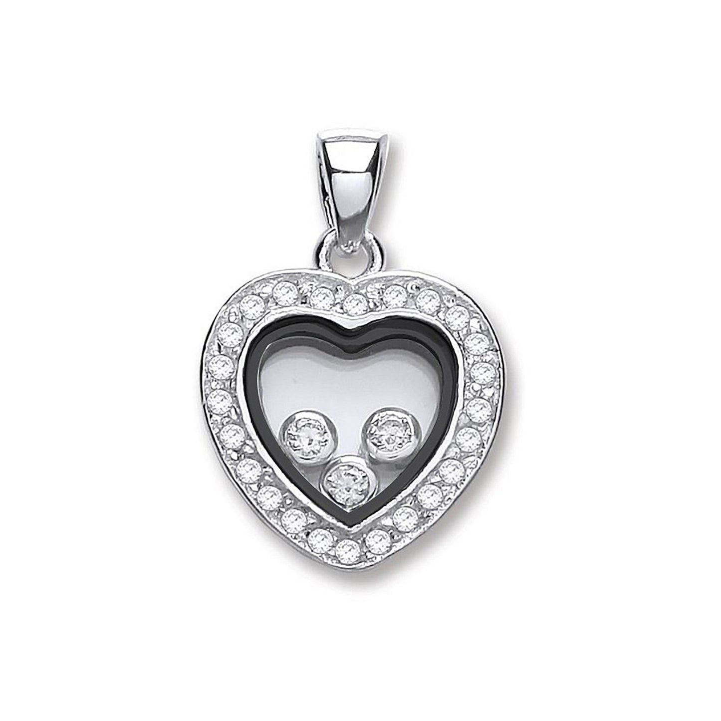 Silver Floating Cubic Zirconia Heart Pendant - Fine Necklace - Certified Authentic - Swiss Ma – Luxury Jewellery by Im