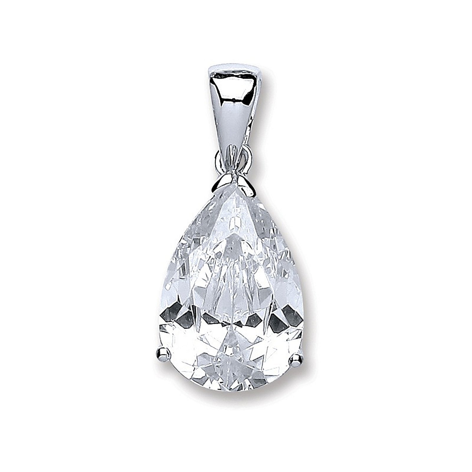 Silver S/S Pear Cubic Zirconia Pendant - Fine Necklace - Certified Authentic - Swiss Made – Luxury Jewellery by Imperi