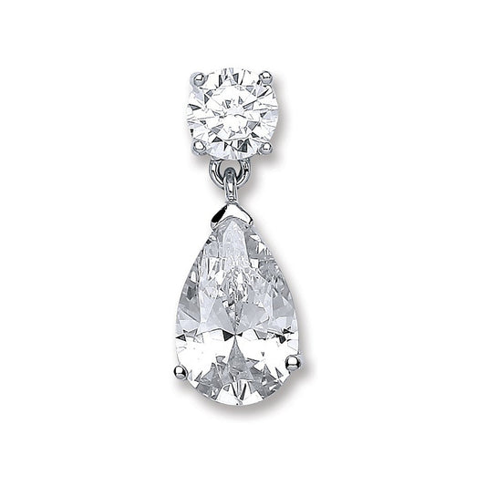 Silver Pear Cubic Zirconia Pendant - Fine Necklace - Certified Authentic - Swiss Made – Luxury Jewellery by Imperial T