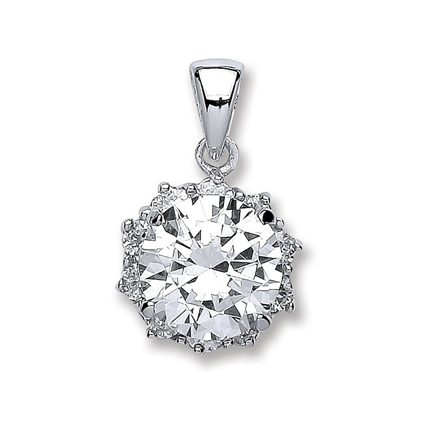 Silver Round Brilliant Cut Cubic Zirconia Pendant - Fine Necklace - Certified Authentic – Luxury Jewellery by Imperial