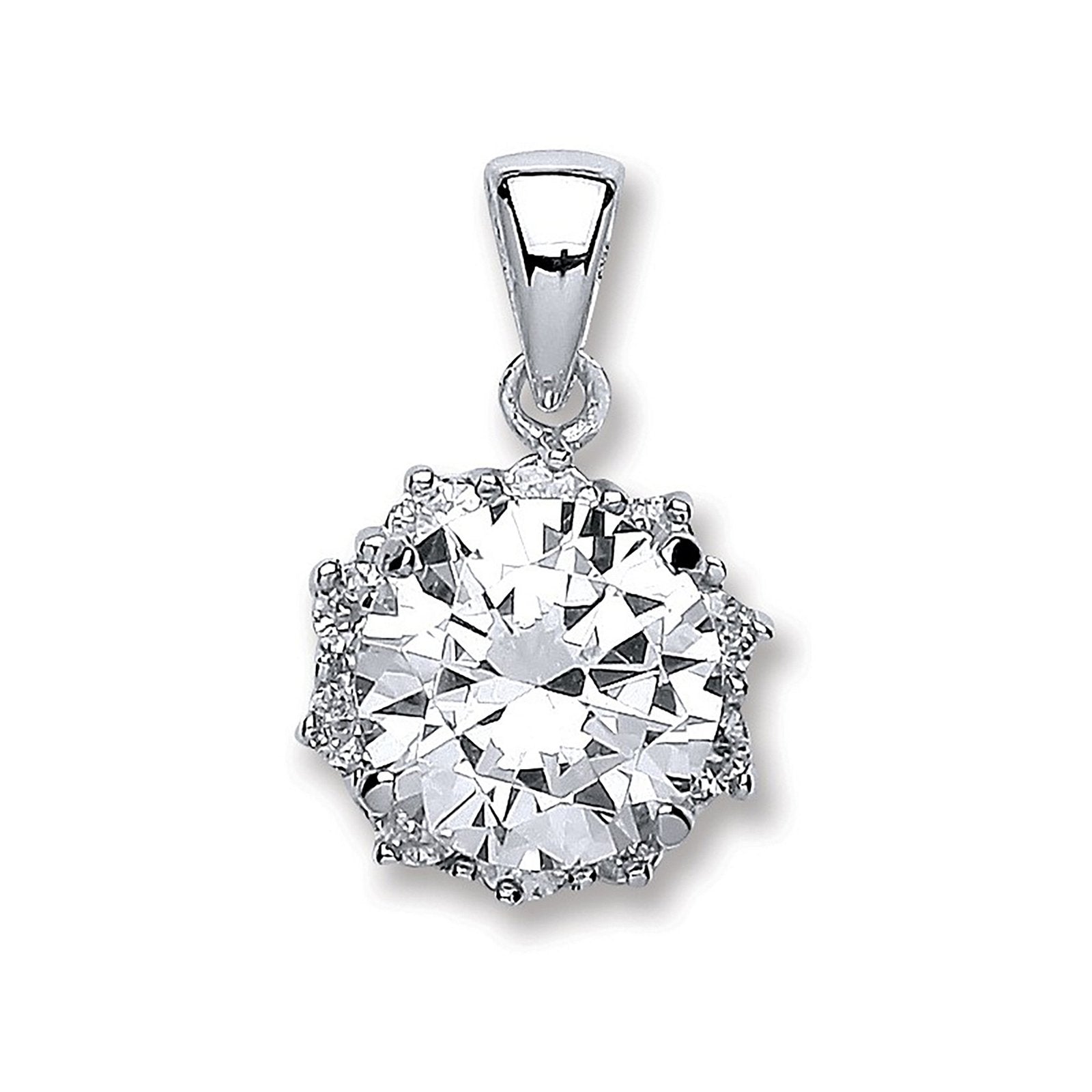 Silver Round Brilliant Cut Cubic Zirconia Pendant - Fine Necklace - Certified Authentic – Luxury Jewellery by Imperial