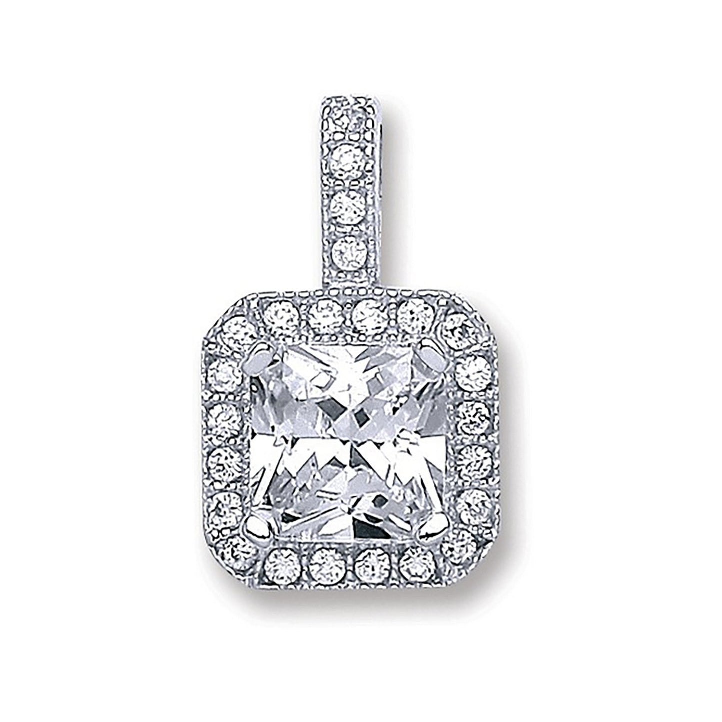 Silver Square Cubic Zirconia Pendant - Fine Necklace - Certified Authentic - Swiss Made – Luxury Jewellery by Imperial