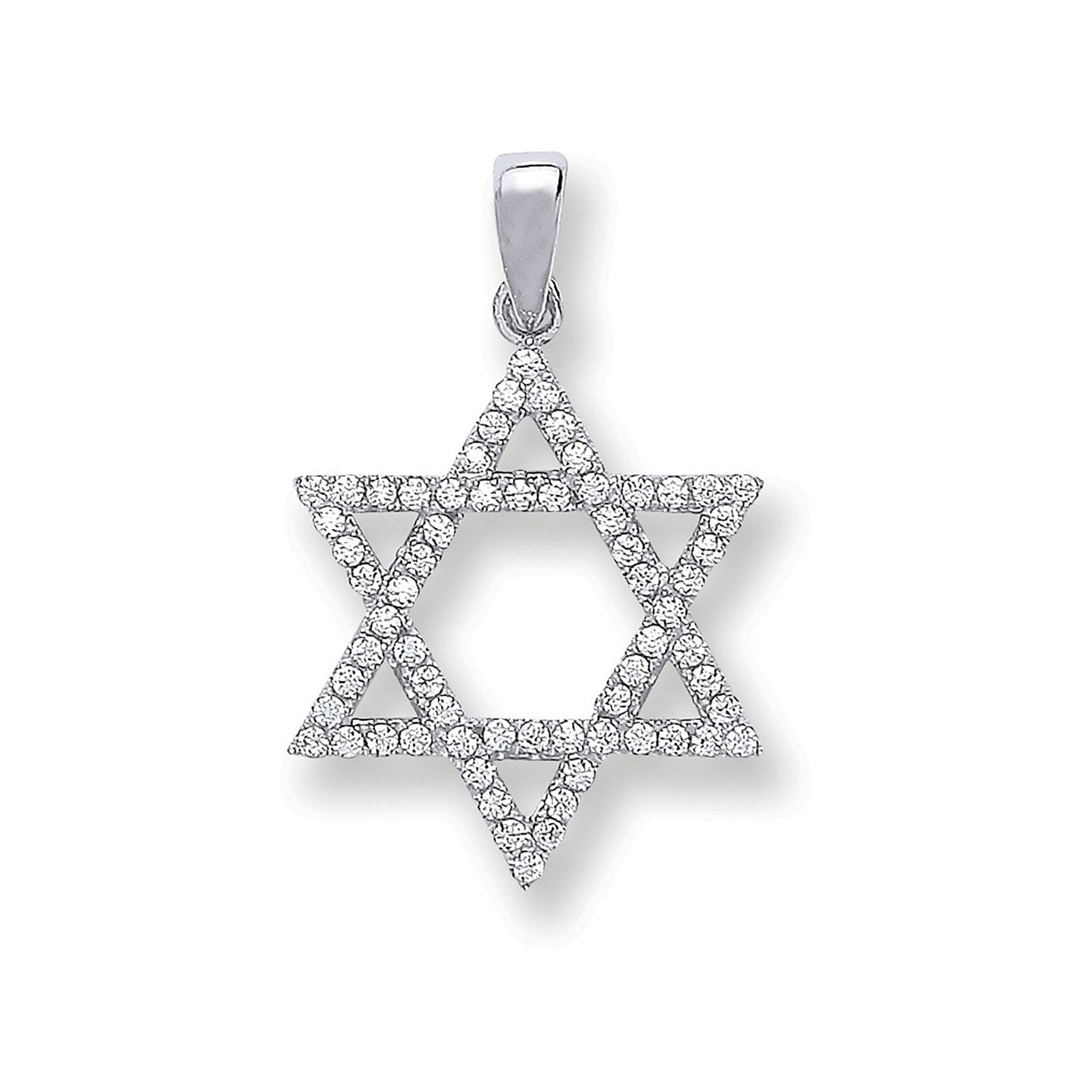 Silver Cubic Zirconia Star of David Pendant - Fine Necklace - Certified Authentic - Swiss Mad – Luxury Jewellery by Im