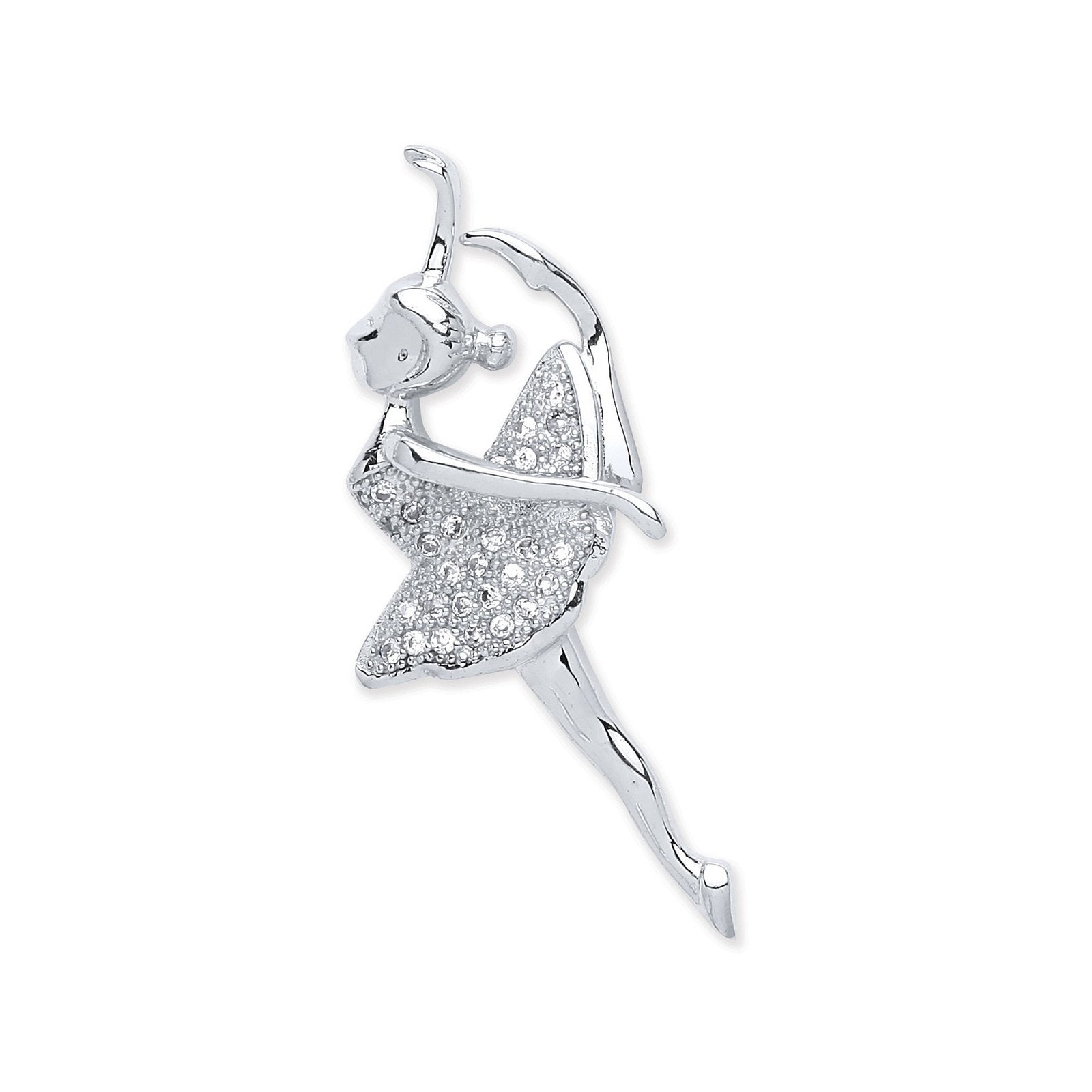 Silver Cubic Zirconia Ballerina Pendant - Fine Necklace - Certified Authentic - Swiss Made – Luxury Jewellery by Imper