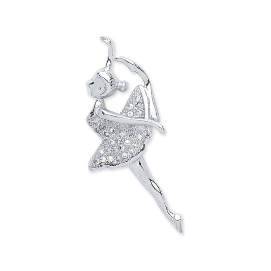 Silver Cubic Zirconia Ballerina Pendant - Fine Necklace - Certified Authentic - Swiss Made – Luxury Jewellery by Imper