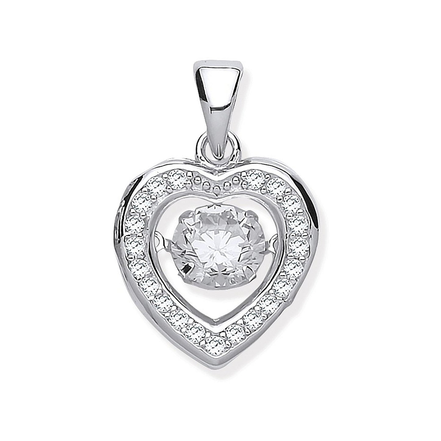 Silver Cubic Zirconia Heart Pendant with Hanging Shimering Cubic Zirconia - Fine Ring – Luxury Jewellery by Imperial T