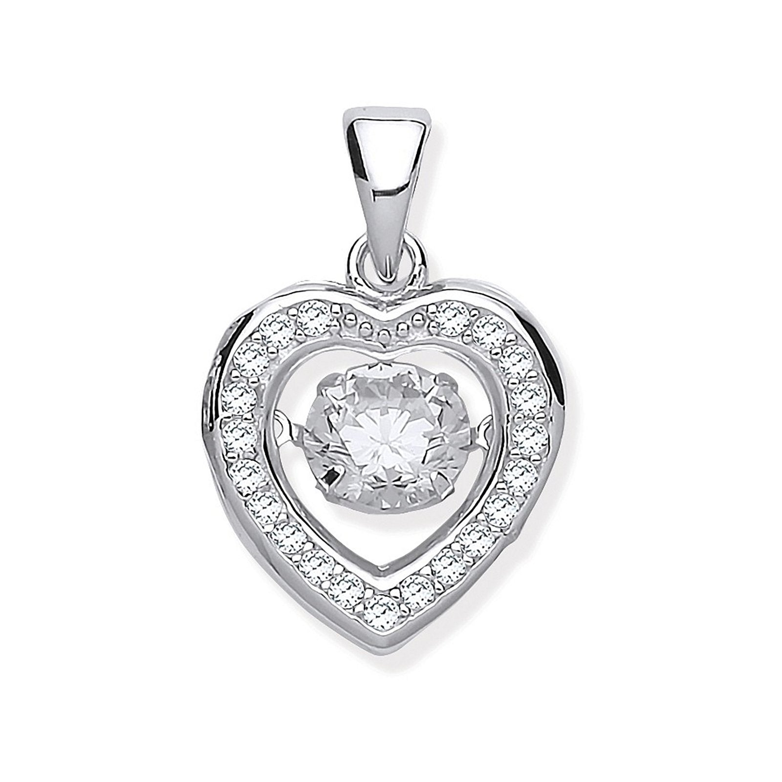 Silver Cubic Zirconia Heart Pendant with Hanging Shimering Cubic Zirconia - Fine Ring – Luxury Jewellery by Imperial T