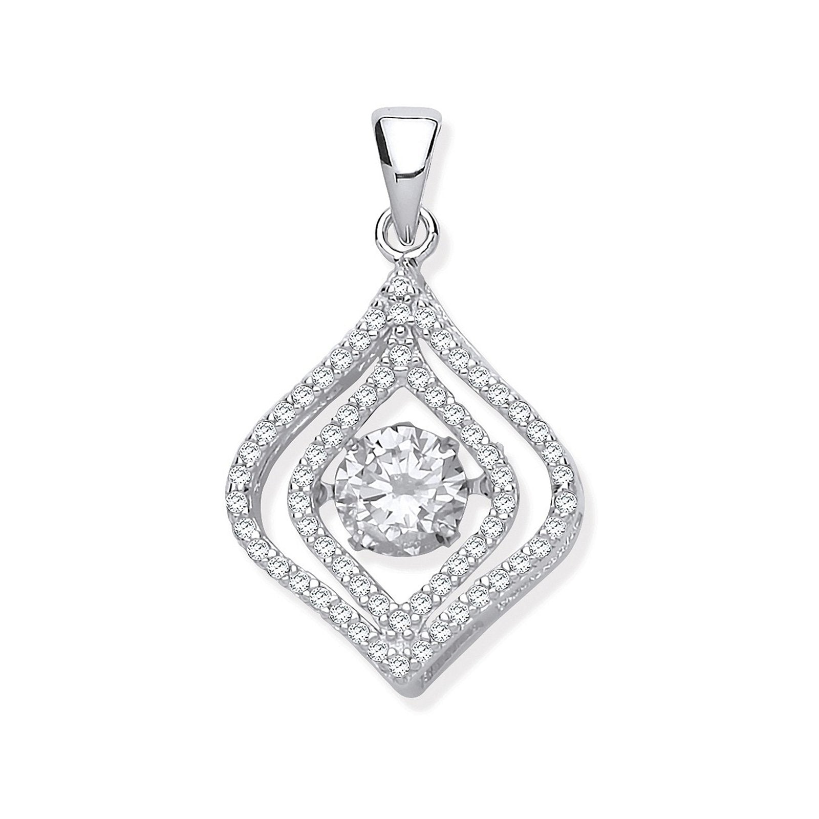 Silver Cubic Zirconia Pendant with Hanging Shimering Clear Cubic Zirconia - Fine Ring – Luxury Jewellery by Imperial T