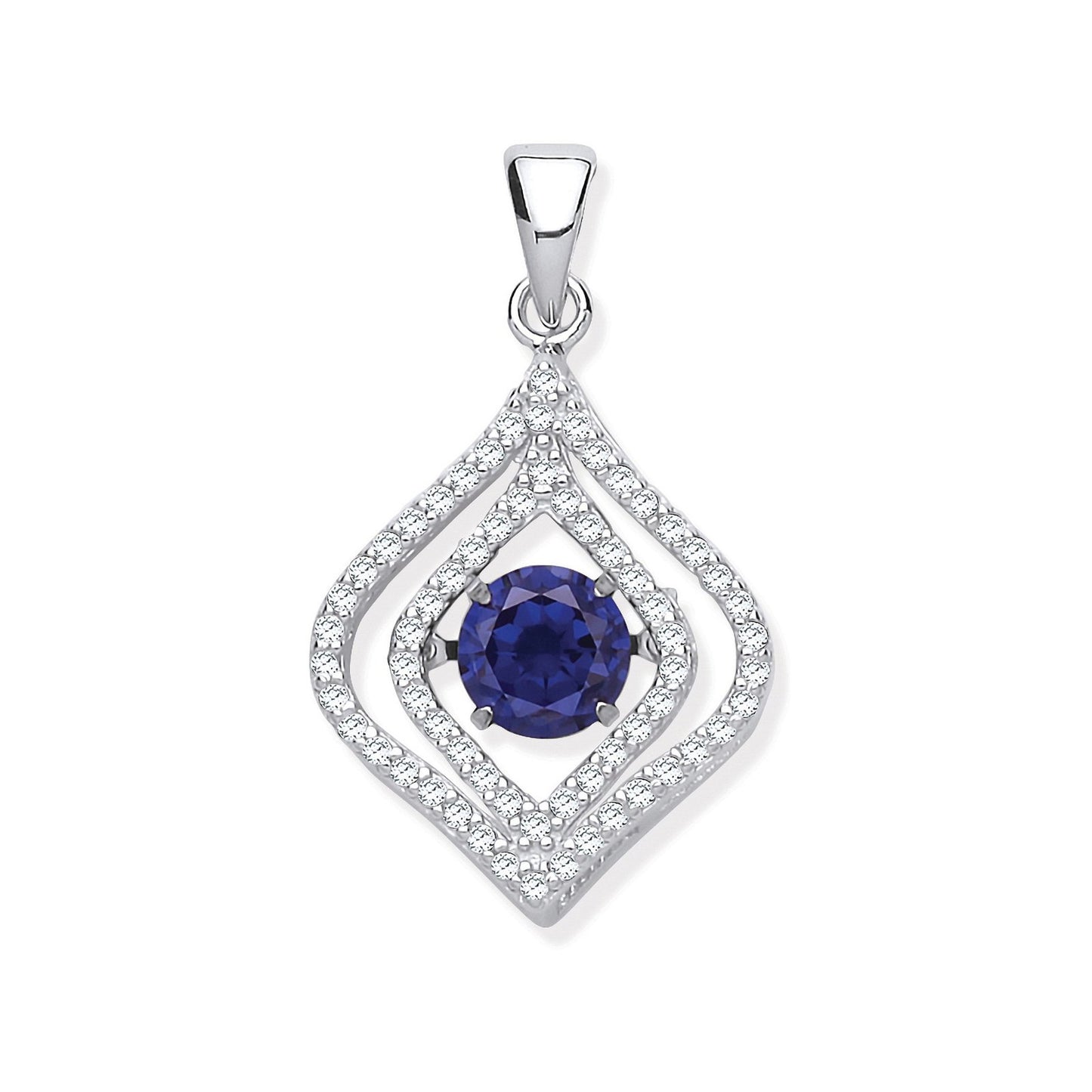Silver Cubic Zirconia Pendant with Hanging Shimmering Blue Cubic Zirconia - Fine Ring – Luxury Jewellery by Imperial T