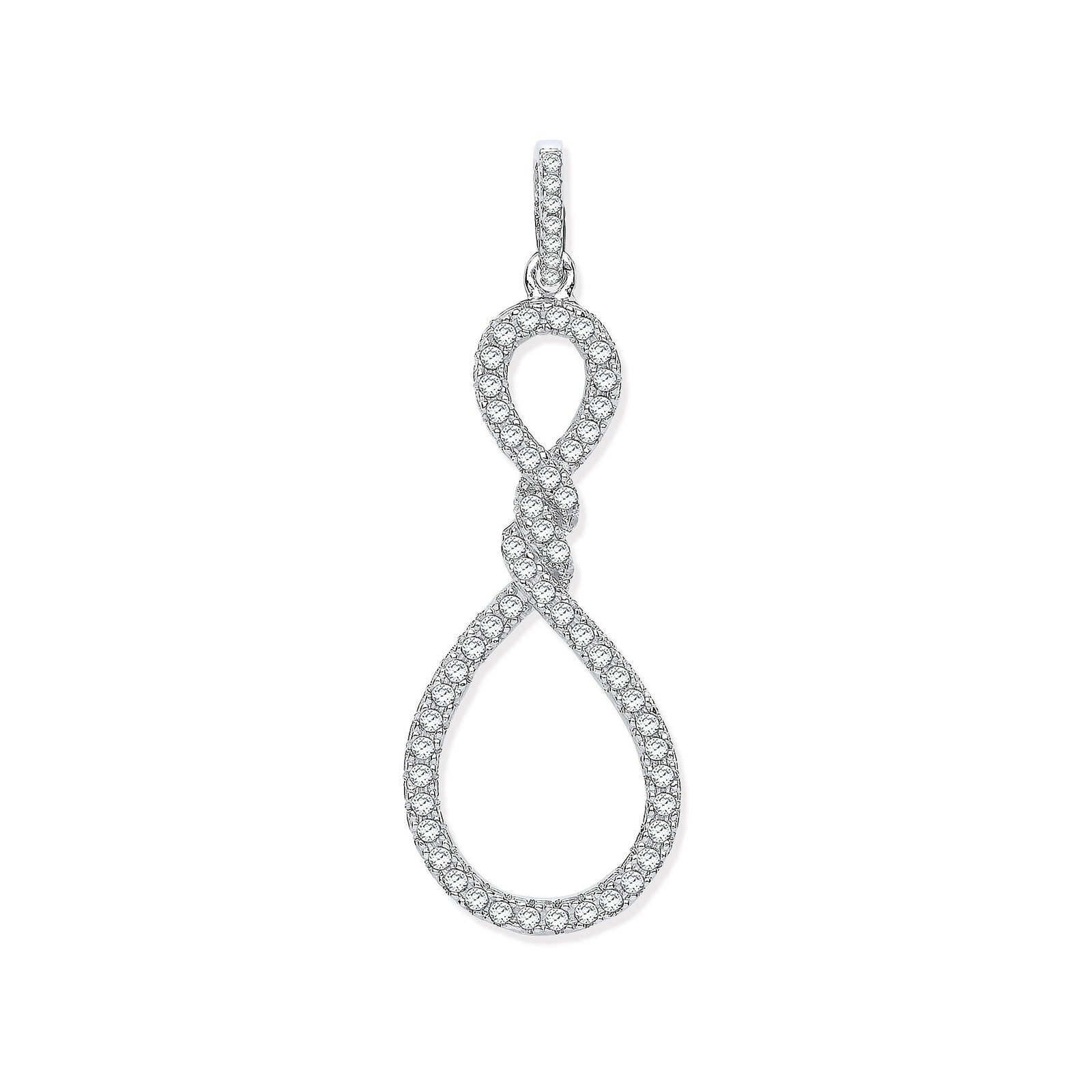 Silver Teardrop Twist Cubic Zirconia Pendant - Fine Necklace - Certified Authentic - Swiss Ma – Luxury Jewellery by Im