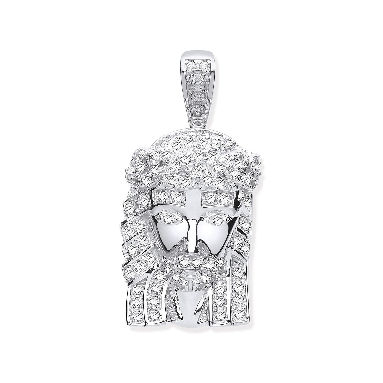 Silver Cubic Zirconia Jesus Pendant - Fine Necklace - Certified Authentic - Swiss Made – Luxury Jewellery by Imperial