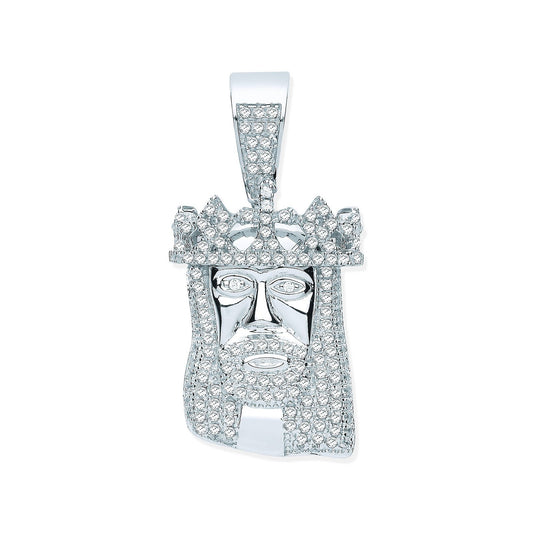 Silver Cubic Zirconia Pendant Jesus with Crown - Fine Necklace - Certified Authentic – Luxury Jewellery by Imperial Ti