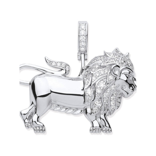 Silver Cubic Zirconia Lion Pendant - Fine Necklace - Certified Authentic - Swiss Made – Luxury Jewellery by Imperial T