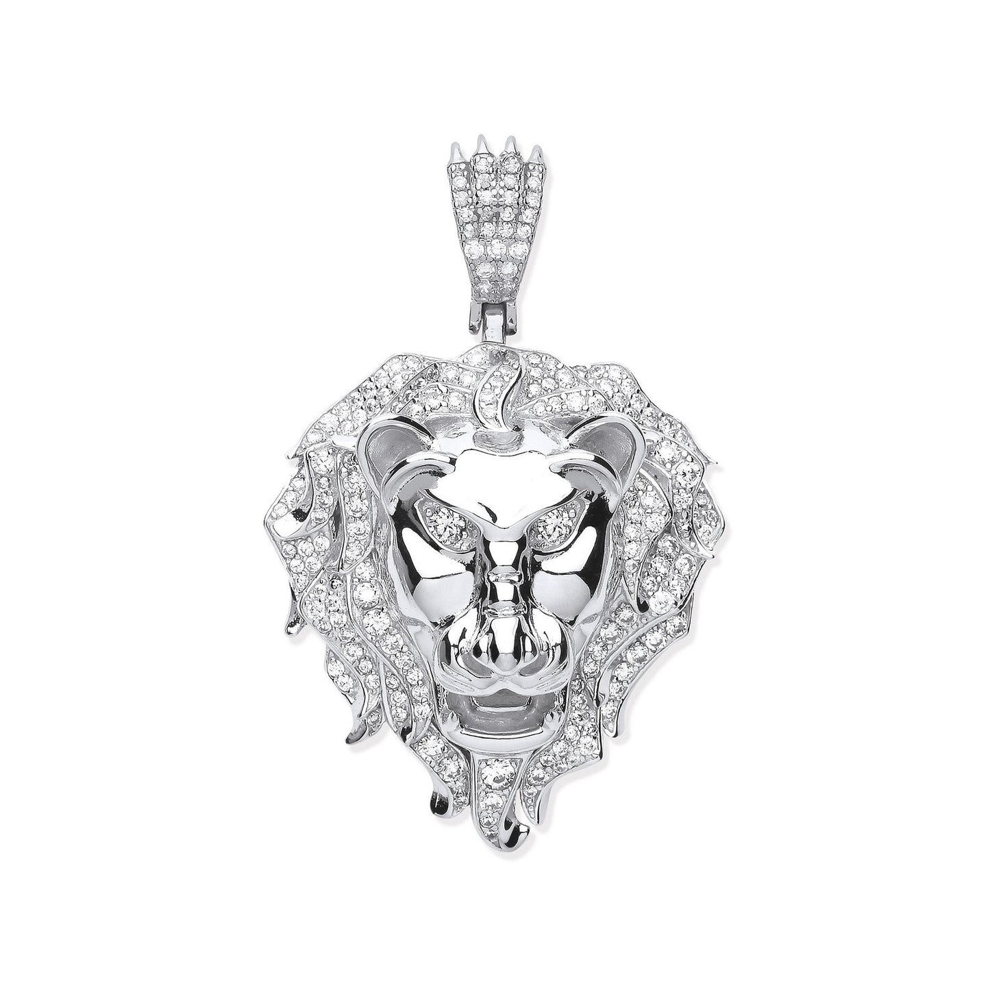 Silver Cubic Zirconia Lion Head Pendant - Fine Necklace - Certified Authentic - Swiss Made – Luxury Jewellery by Imper