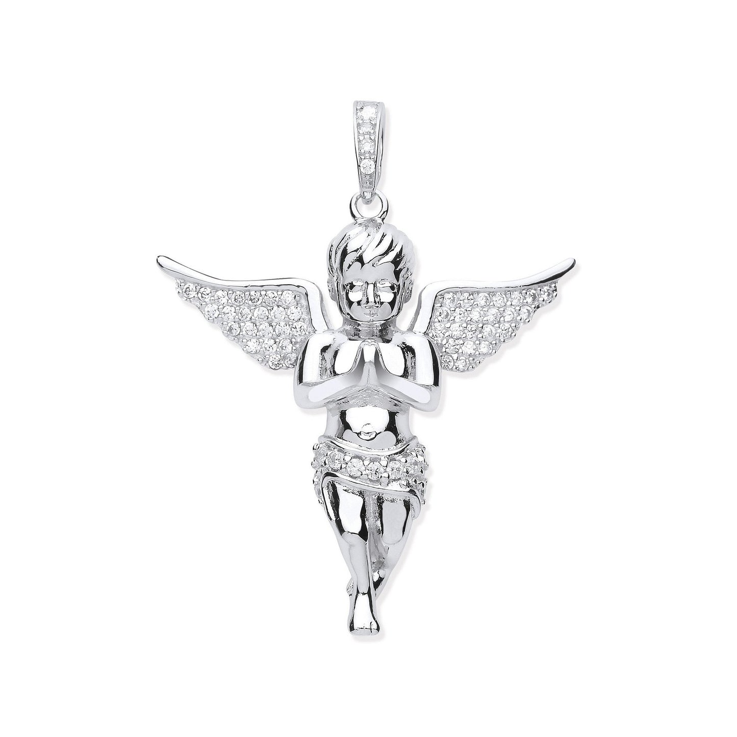 Silver Cubic Zirconia Angel Pendant - Fine Necklace - Certified Authentic - Swiss Made – Luxury Jewellery by Imperial