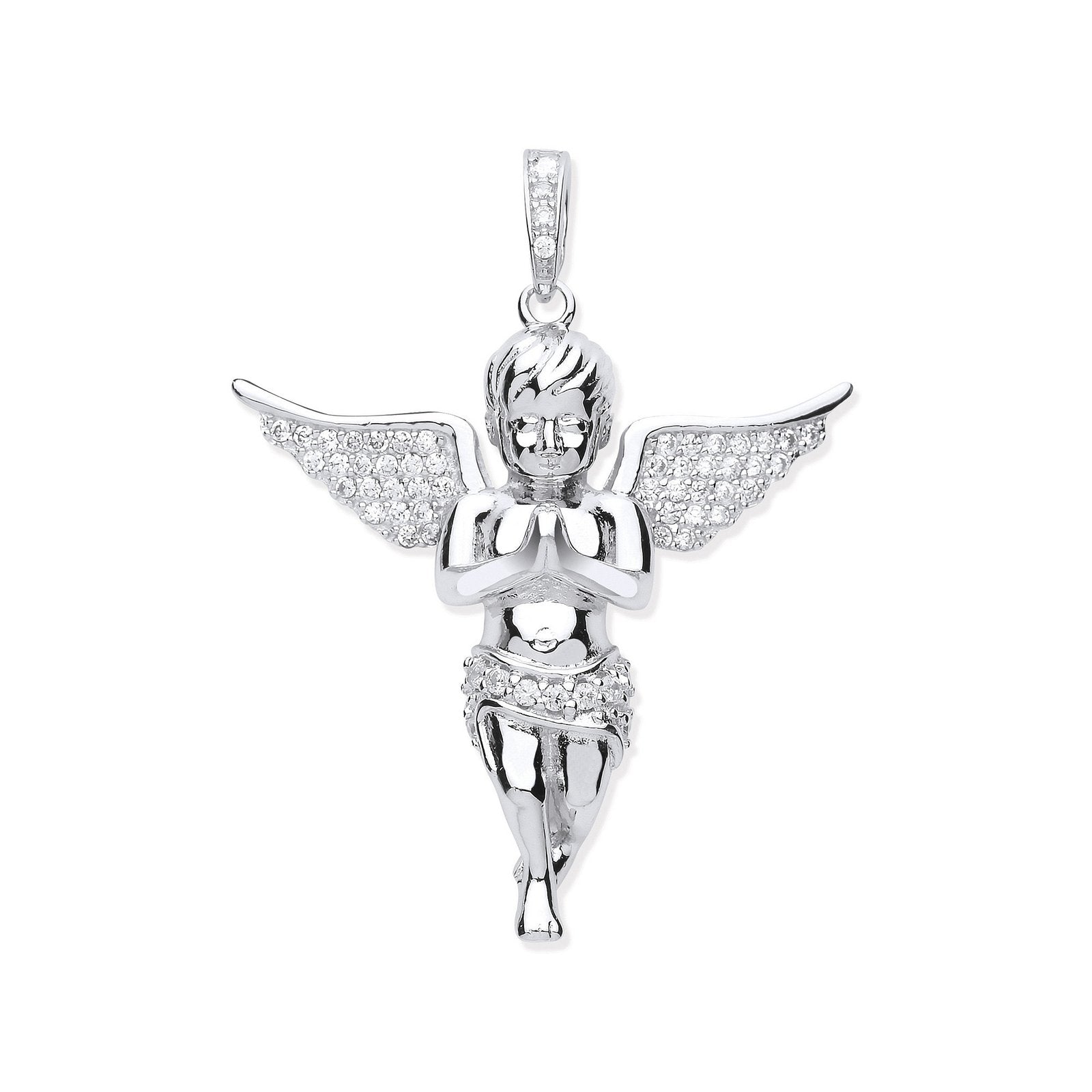 Silver Cubic Zirconia Angel Pendant - Fine Necklace - Certified Authentic - Swiss Made – Luxury Jewellery by Imperial