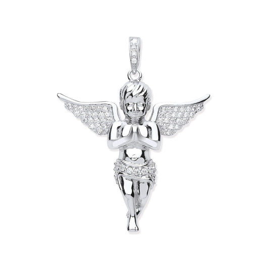 Silver Cubic Zirconia Angel Pendant - Fine Necklace - Certified Authentic - Swiss Made – Luxury Jewellery by Imperial