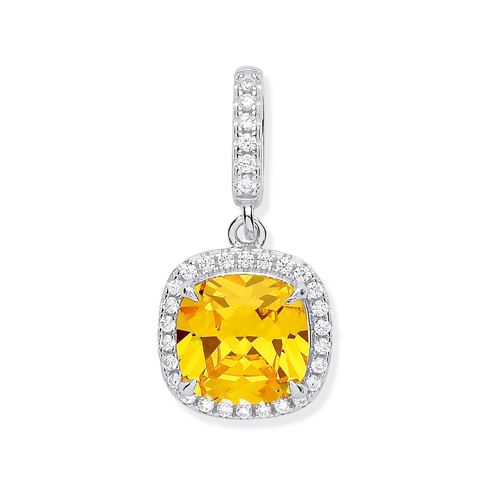 Silver Yellow Cubic Zirconia Drop Pendant - Fine Necklace - Certified Authentic - Swiss Made – Luxury Jewellery by Imp