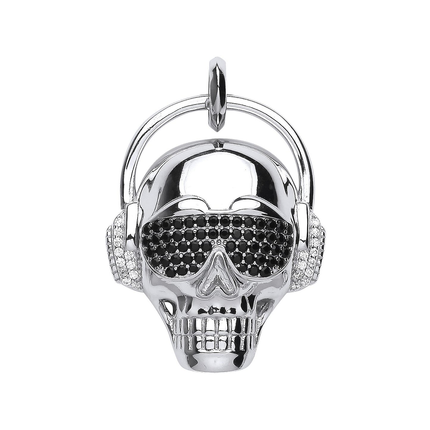 Silver Skull with Headphones Pendant - Fine Necklace - Certified Authentic - Swiss Made – Luxury Jewellery by Imperial
