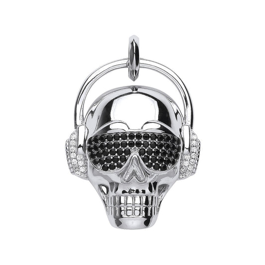 Silver Skull with Headphones Pendant - Fine Necklace - Certified Authentic - Swiss Made – Luxury Jewellery by Imperial