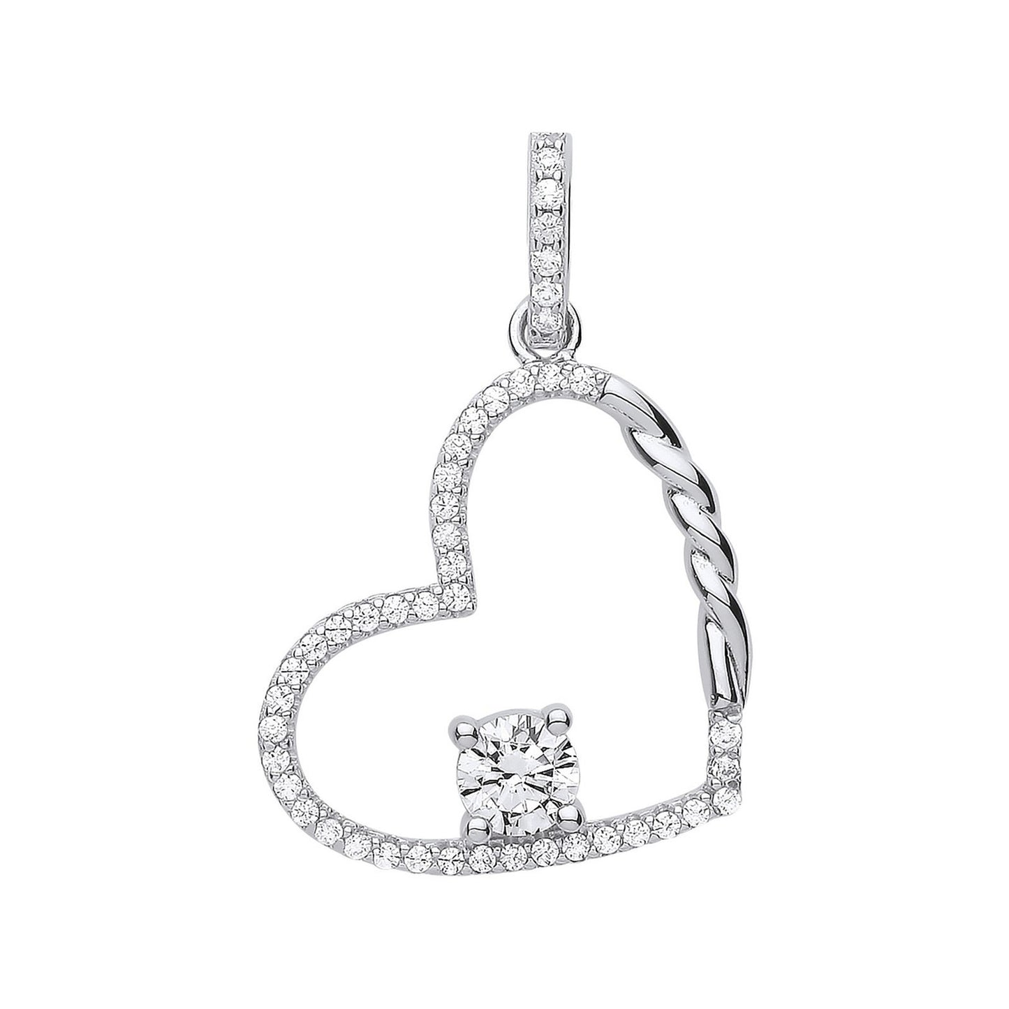 Silver Single Cubic Zirconia Heart Drop Pendant - Fine Necklace - Certified Authentic – Luxury Jewellery by Imperial T