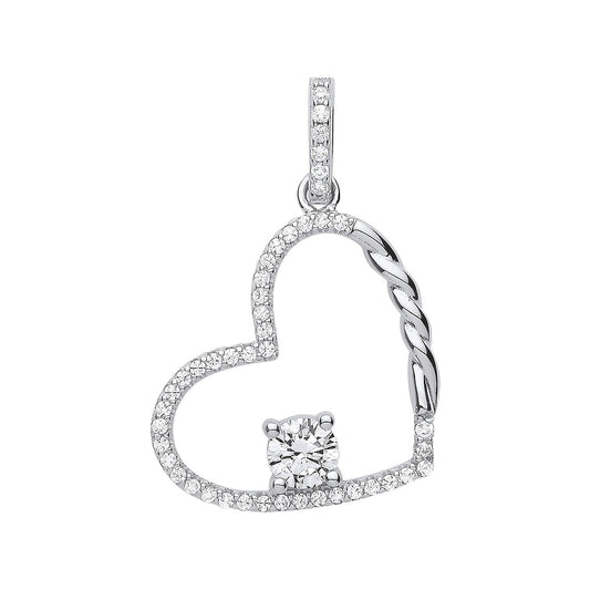 Silver Single Cubic Zirconia Heart Drop Pendant - Fine Necklace - Certified Authentic – Luxury Jewellery by Imperial T