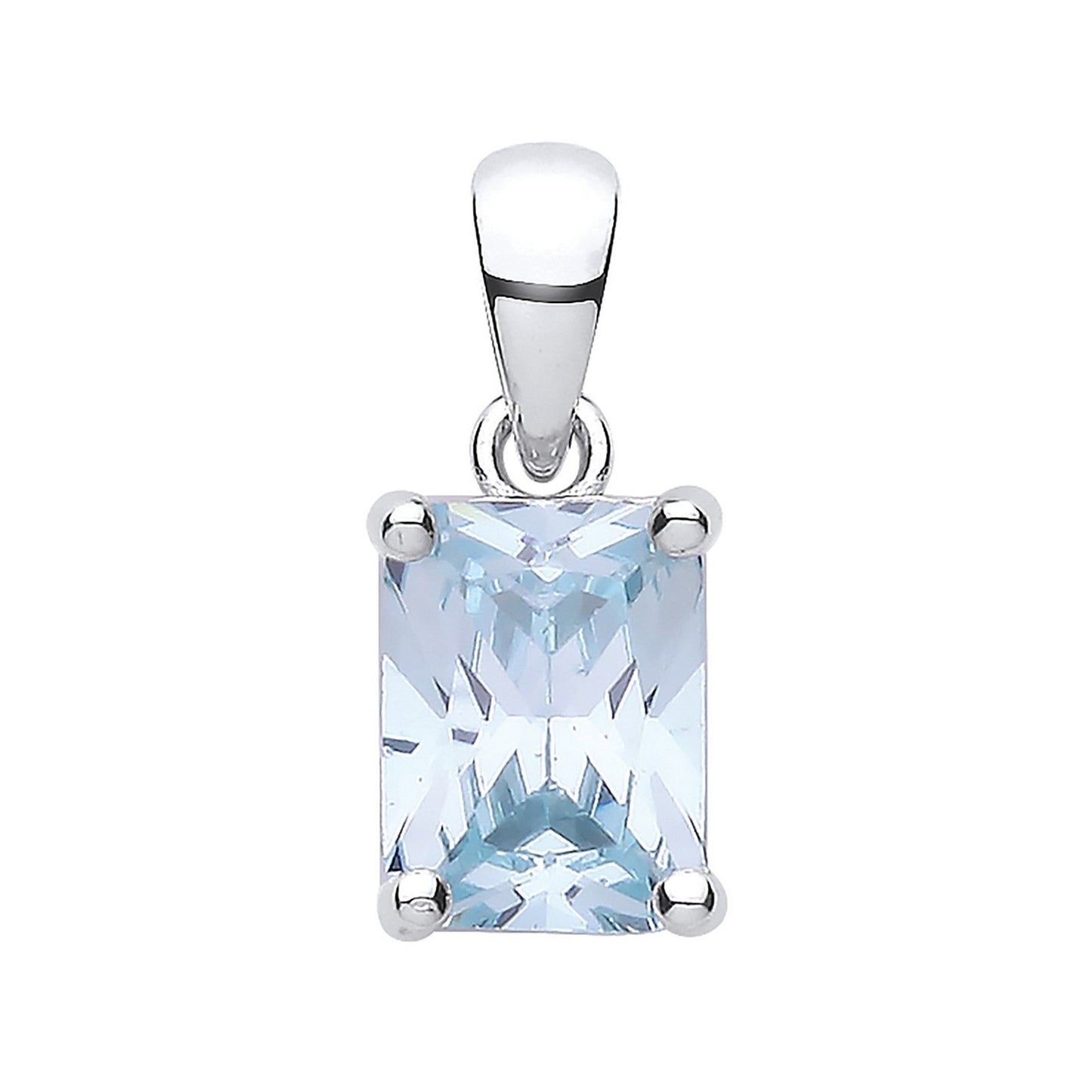 Silver Blue Cubic Zirconia Emerald Cut Pendant - Fine Necklace - Certified Authentic – Luxury Jewellery by Imperial Ti