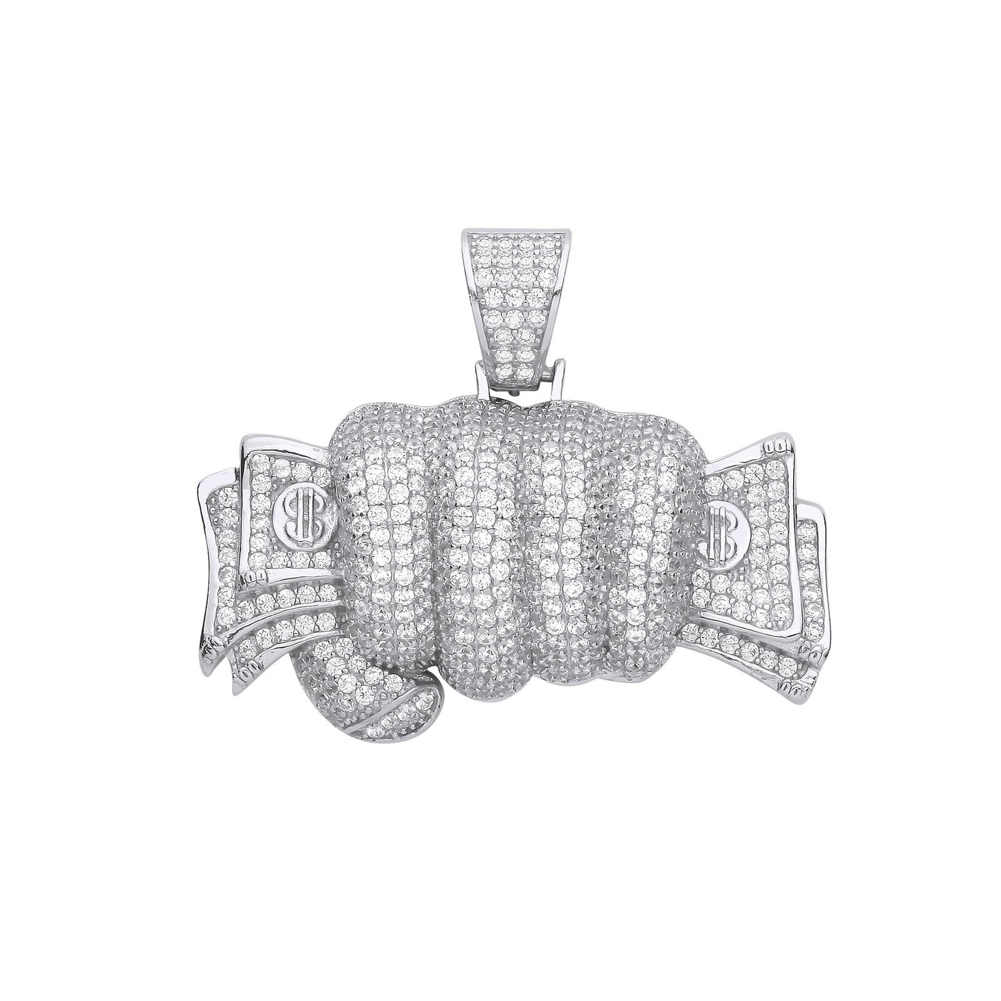 Silver Fist Full of Cash Cubic Zirconia Hollow Pendant - Fine Necklace - Certified Authentic – Luxury Jewellery by Imp