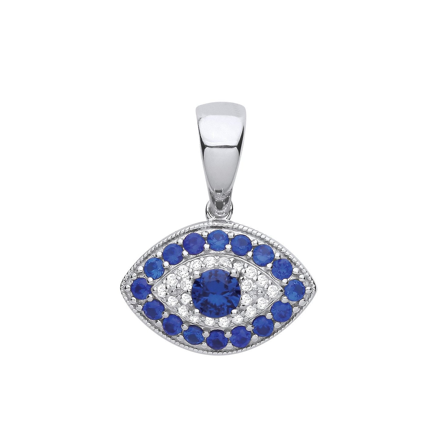 Silver Evil Eye Blue Cubic Zirconias Pendant - Fine Necklace - Certified Authentic - Swiss Ma – Luxury Jewellery by Im