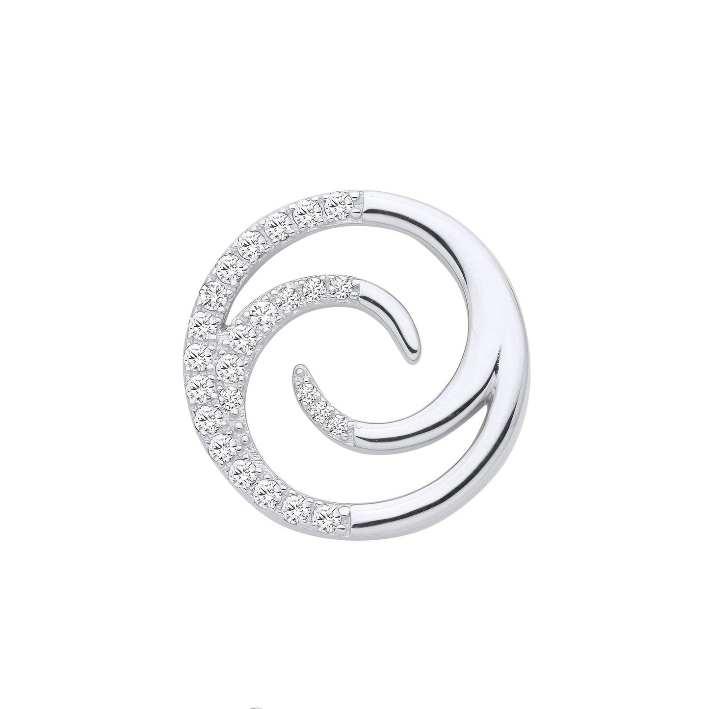 Silver Swirl Cubic Zirconia Pendant - Fine Necklace - Certified Authentic - Swiss Made – Luxury Jewellery by Imperial
