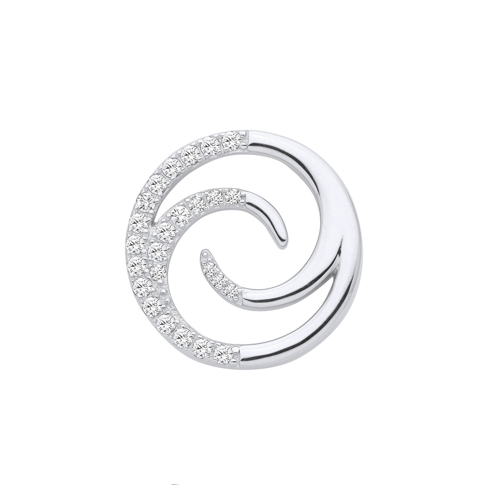 Silver Swirl Cubic Zirconia Pendant - Fine Necklace - Certified Authentic - Swiss Made – Luxury Jewellery by Imperial