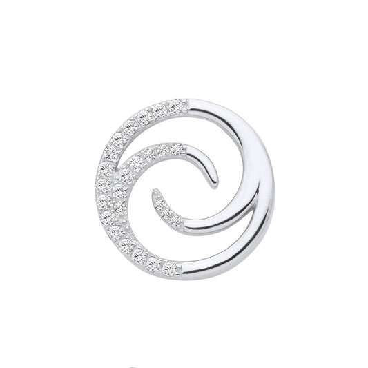 Silver Swirl Cubic Zirconia Pendant - Fine Necklace - Certified Authentic - Swiss Made – Luxury Jewellery by Imperial