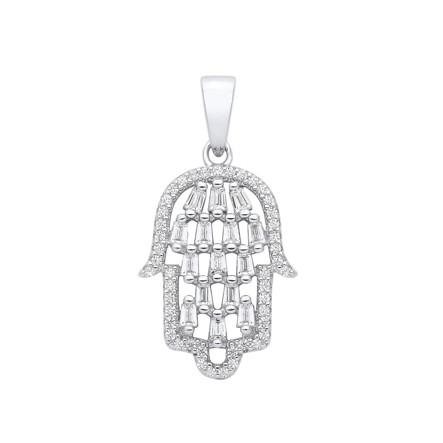 Silver Hamsa Cubic Zirconia Pendant - Fine Necklace - Certified Authentic - Swiss Made – Luxury Jewellery by Imperial