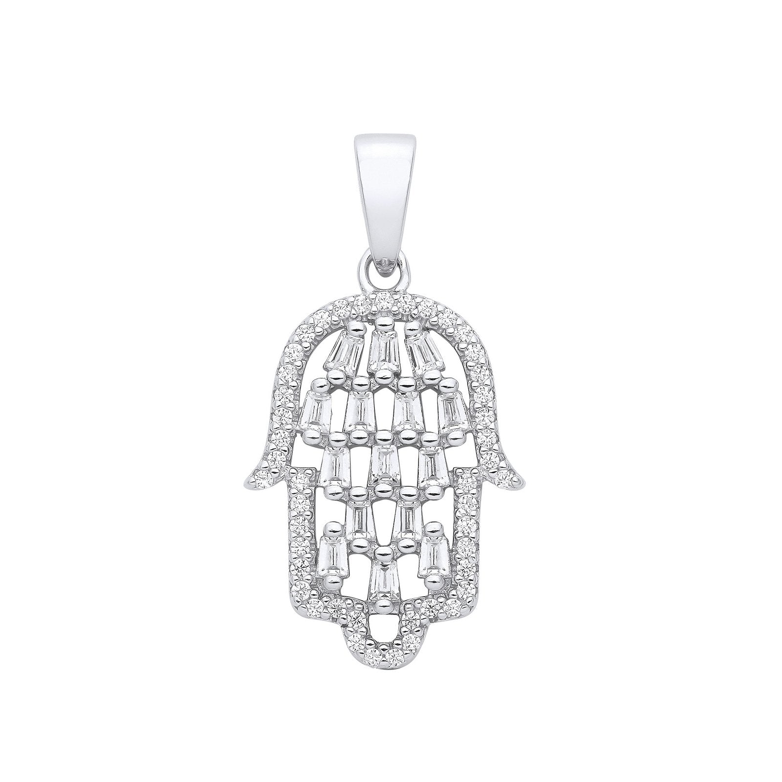 Silver Hamsa Cubic Zirconia Pendant - Fine Necklace - Certified Authentic - Swiss Made – Luxury Jewellery by Imperial