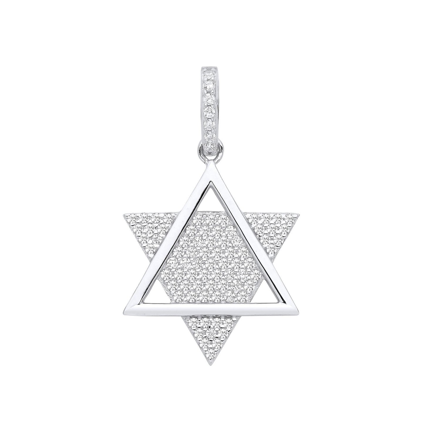 Silver Star of David Cubic Zirconia Pendant - Fine Necklace - Certified Authentic - Swiss Mad – Luxury Jewellery by Im