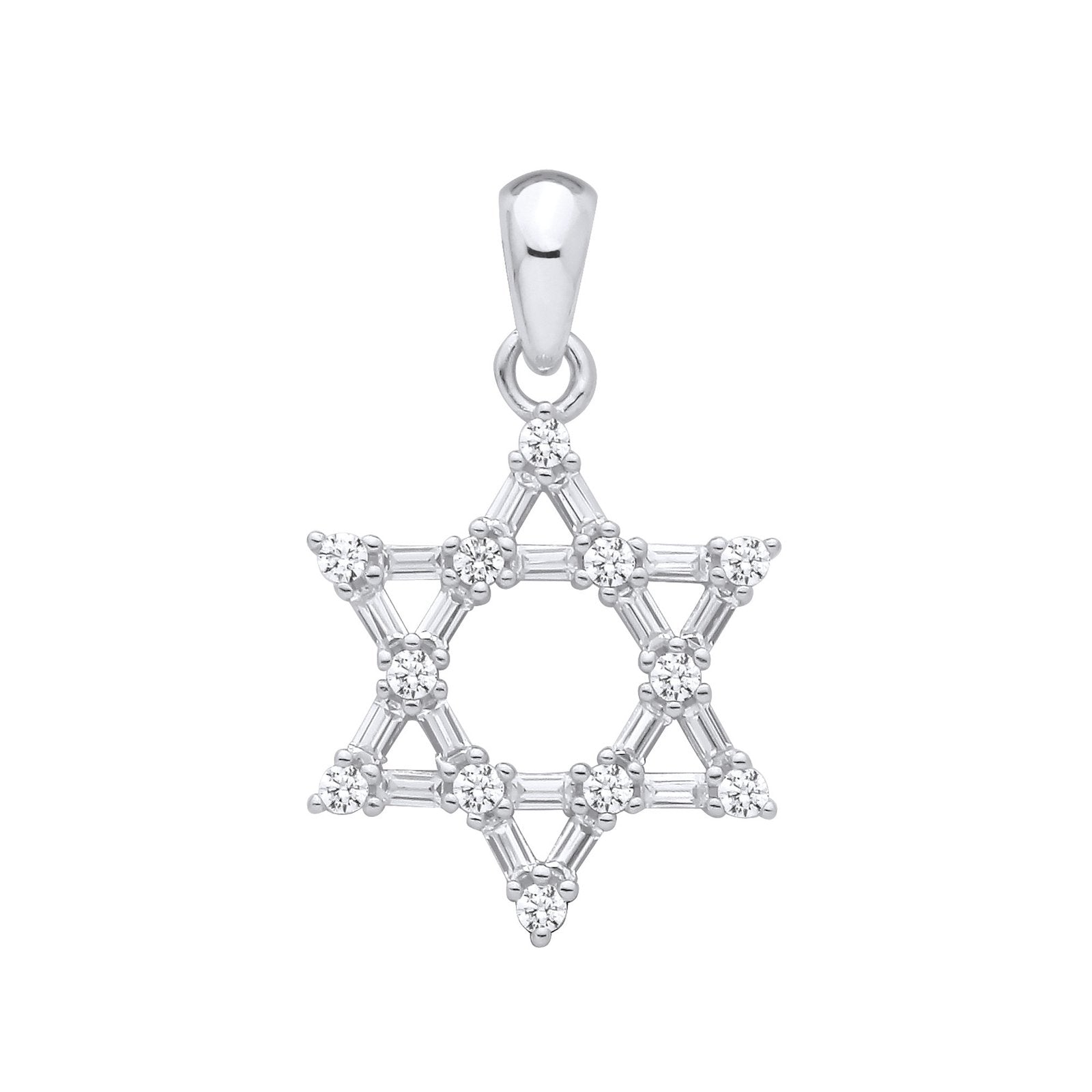 Silver Cubic Zirconias Star of David Pendant - Fine Necklace - Certified Authentic - Swiss Ma – Luxury Jewellery by Im
