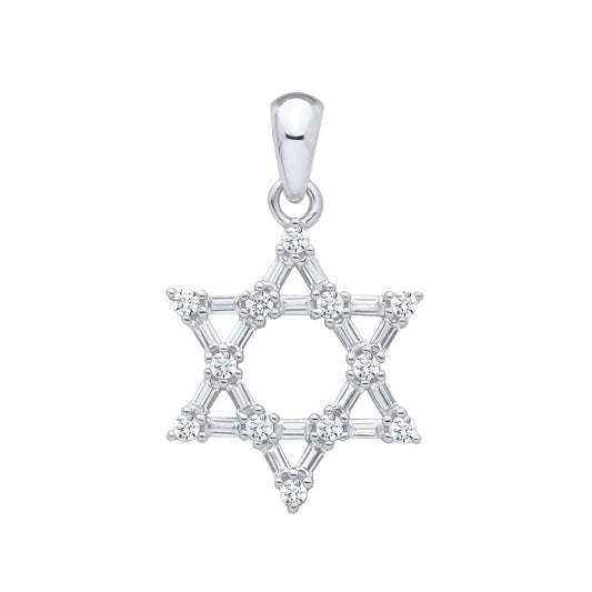 Silver Cubic Zirconias Star of David Pendant - Fine Necklace - Certified Authentic - Swiss Ma – Luxury Jewellery by Im