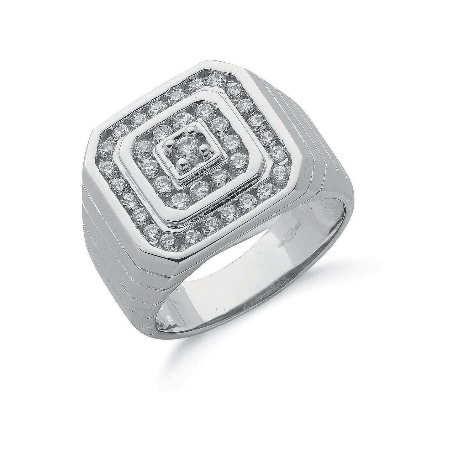 Silver Gents Cubic Zirconia Ring - Fine Ring - Certified Authentic - Swiss Made - UK Stock – Luxury Jewellery by Imper