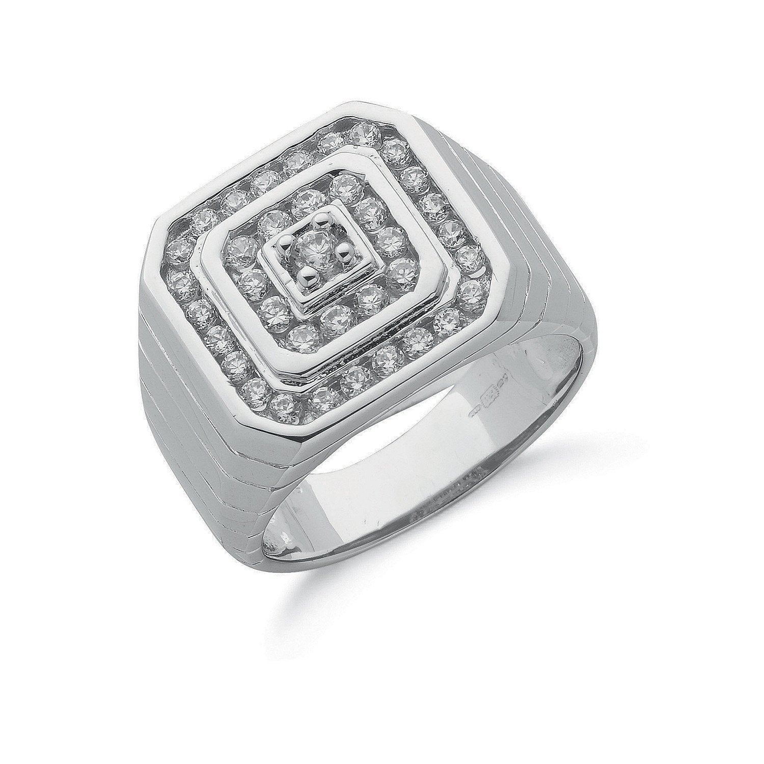 Silver Gents Cubic Zirconia Ring - Fine Ring - Certified Authentic - Swiss Made - UK Stock – Luxury Jewellery by Imper