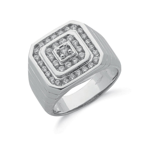Silver Gents Cubic Zirconia Ring - Fine Ring - Certified Authentic - Swiss Made - UK Stock – Luxury Jewellery by Imper