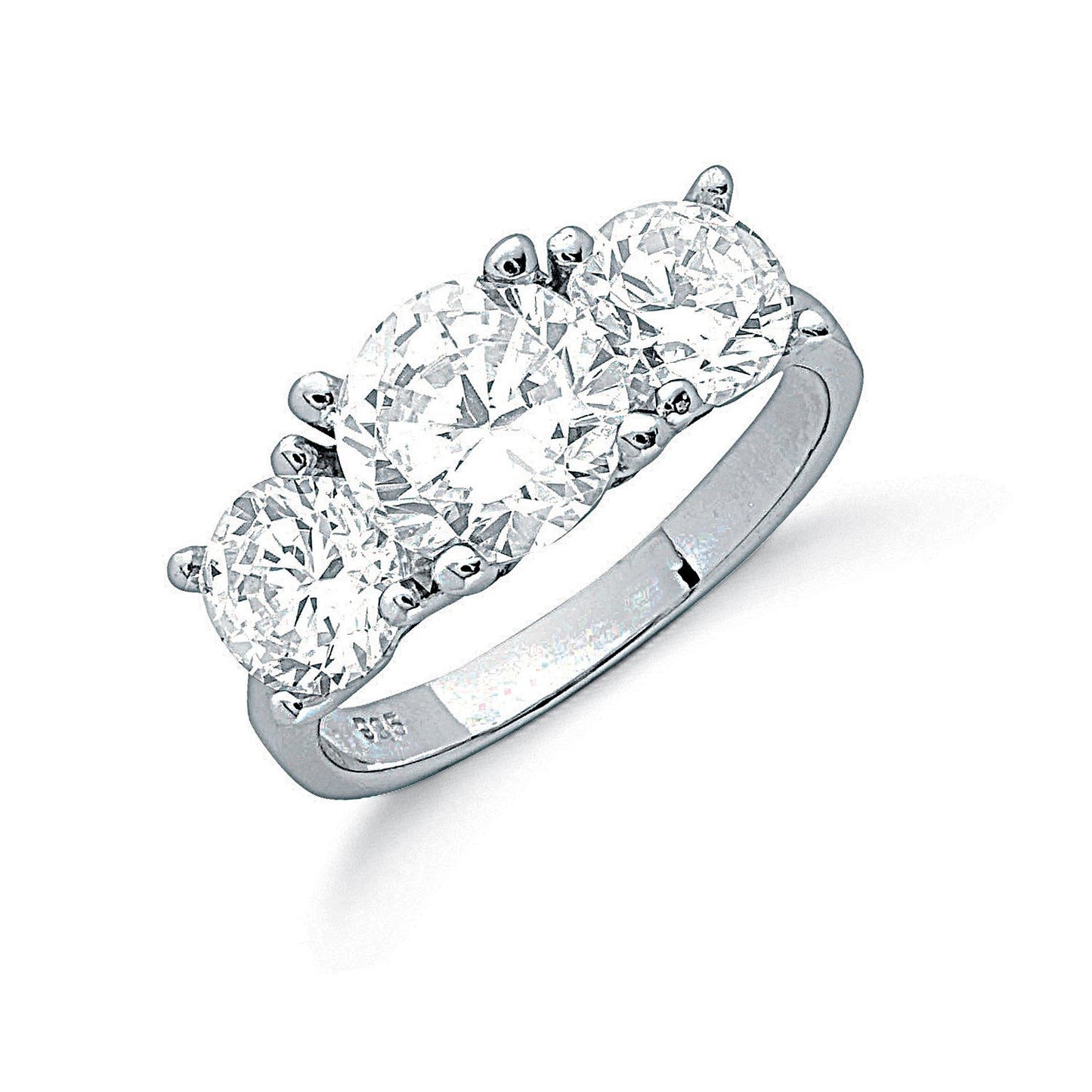 Silver Claw Set Cubic Zirconia Trilogy Ring - Fine Ring - Certified Authentic - Swiss Made – Luxury Jewellery by Imper