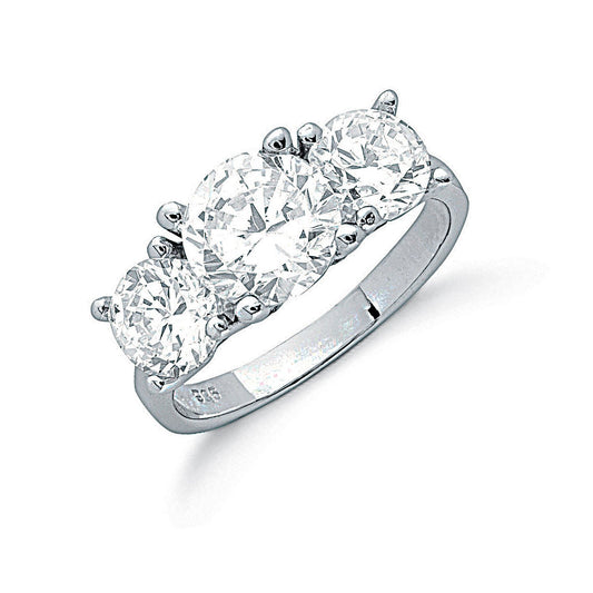 Silver Claw Set Cubic Zirconia Trilogy Ring - Fine Ring - Certified Authentic - Swiss Made – Luxury Jewellery by Imper