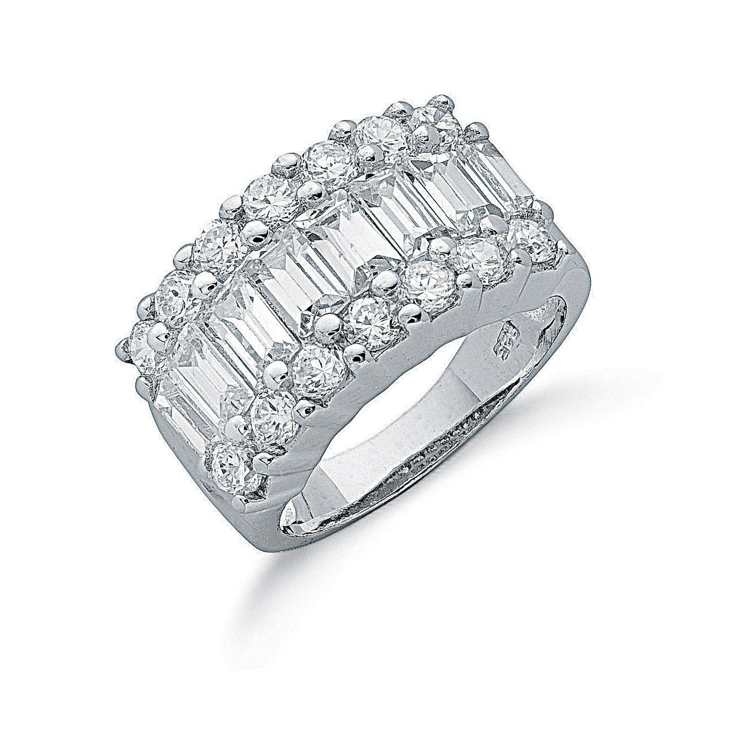 Silver Fancy Cubic Zirconia Half Eternity Ring - Fine Ring - Certified Authentic - Swiss Made – Luxury Jewellery by Im