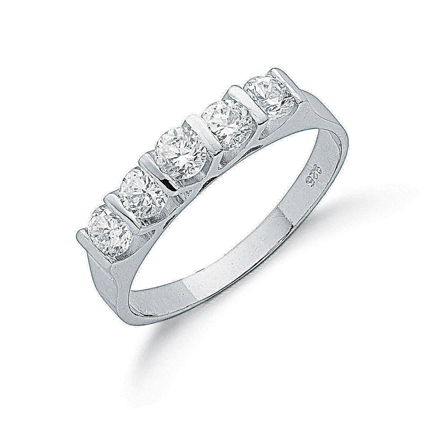 Silver Fancy Cubic Zirconia Half Eternity Ring - Fine Ring - Certified Authentic - Swiss Made – Luxury Jewellery by Im